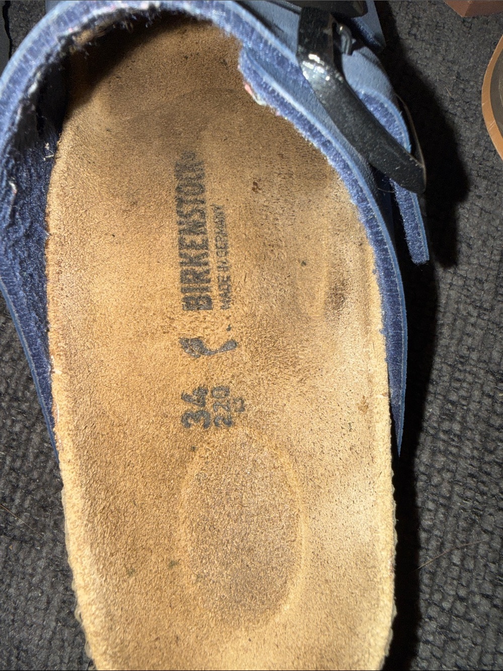 BIRKENSTOCK Classic Navy Suede Adjustable Double Strap Slide 34 - Picture 2 of 6